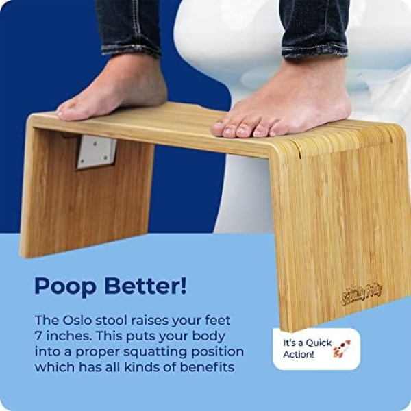 Squatty Potty Oslo Folding Bamboo Toilet Stool – 7 Inches, Collapsible Bathroom - Image 4