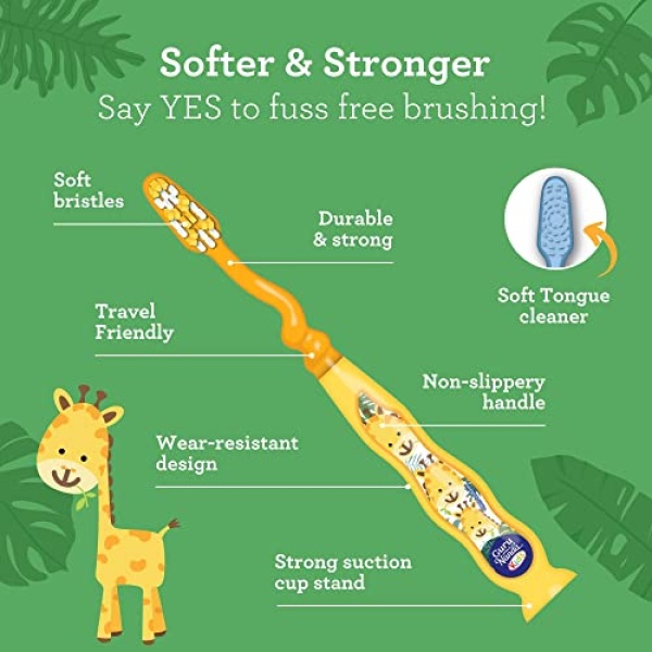 GuruNanda Kids Toothbrush with Suction Cup & Fun Animal Designs - Image 2