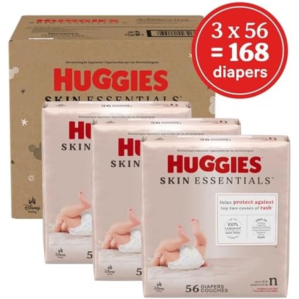 Huggies Size Newborn Diapers, Skin Essentials Baby Diapers, Size Newborn (6-9 - Image 2