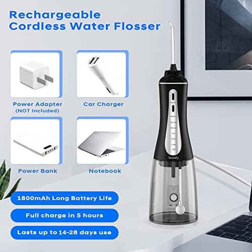 Skeufy Cordless Water Flosser Teeth Cleaner, 350ML Portable Oral Irrigator, 5 - Image 6