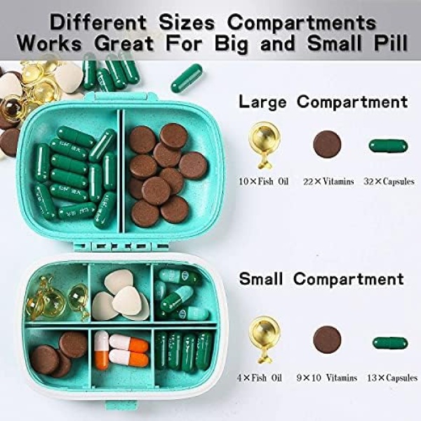 4 Pack Pill Organizer, Daily Pill Case with Label, 8 Compartment Travel Pill Box - Image 2