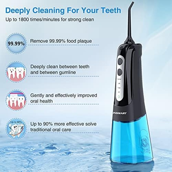 INSMART Water Flosser Cordless Dental Pick for Teeth Clean, Professional Oral - Image 5