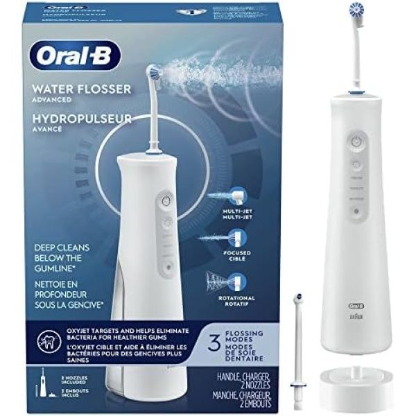 Oral B Water Flosser Advanced, Portable Oral Irrigator Handle with 2 Nozzles, - Image 4