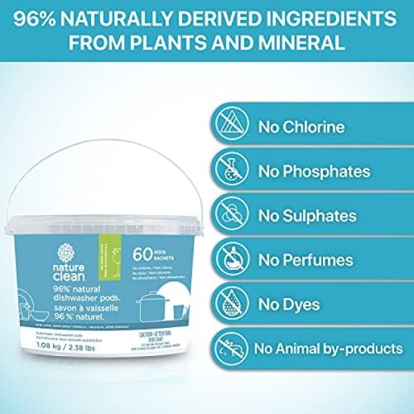 Nature Clean Automatic Dishwasher Pacs, Fragrance-Free, 60 Count - Image 2