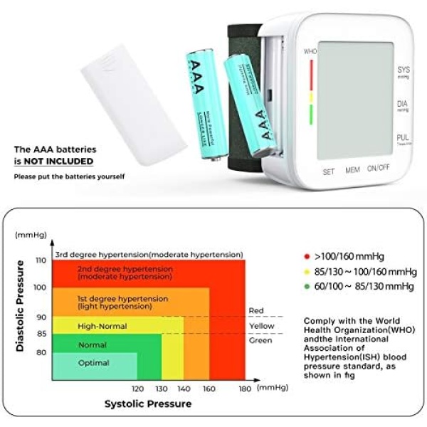 Wrist Blood Pressure Monitor Bp Monitor Large LCD Display Blood Pressure Machine - Image 6