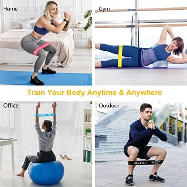 Gritin Resistance Bands, [Set of 5] Skin-Friendly Resistance Fitness Exercise - Image 7