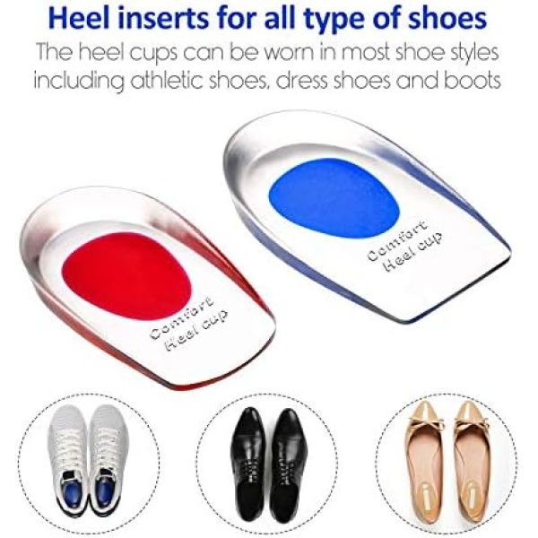 2 Pairs Gel Heel Cups, Silicone Heel Cup Pads for Plantar Fasciitis, Heel Spur & - Image 7