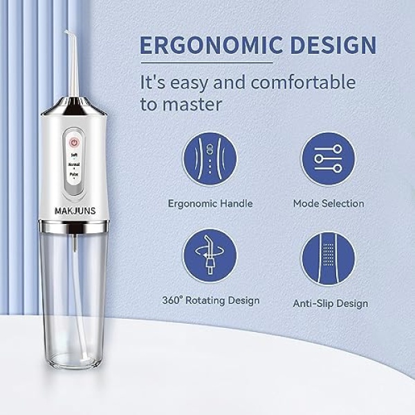 Water-Flosser-Cordless-Teeth-Cleaner MAKJUNS Water Dental Flosser with 3 Modes 4 - Image 3
