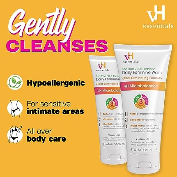 vH essentials, Ph Balanced Daily Feminine Wash, Tea Tree Oil & Prebiotic - Image 3