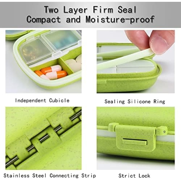 4 Pack Pill Organizer, Daily Pill Case with Label, 8 Compartment Travel Pill Box - Image 4