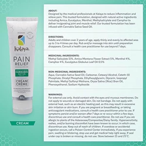 Kalaya Extra Strength Pain Relief Cream With Cannabis Sativa Seed Oil - Image 6