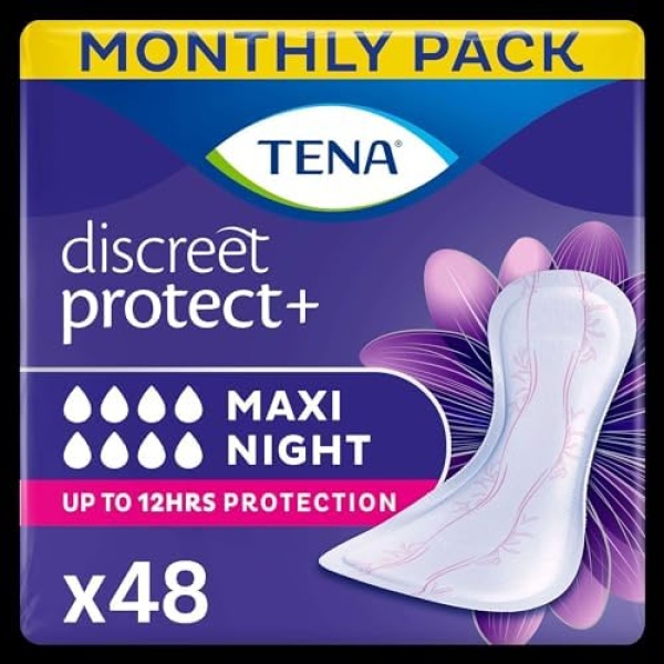 TENA Discreet Maxi Night Incontinence Pads for Heavy Bladder Weakness