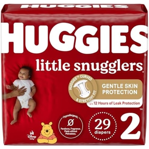 Huggies Size 2 Diapers, Little Snugglers Baby Diapers, Size 2 (12-18 lbs), 29