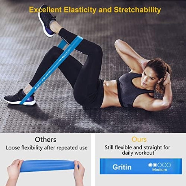 Gritin Resistance Bands, [Set of 5] Skin-Friendly Resistance Fitness Exercise - Image 4