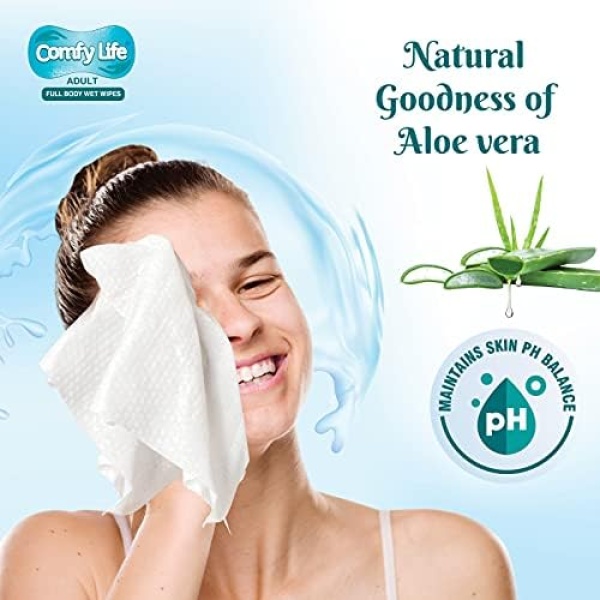 Comfy Life Premium Full Body Cleansing Wet Wipes for Adults - Large Luxury - Image 2