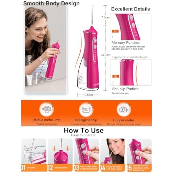 Cordless Water Flosser Teeth Cleaner, Dental Oral Irrigator Cleaning Cordless - Image 6