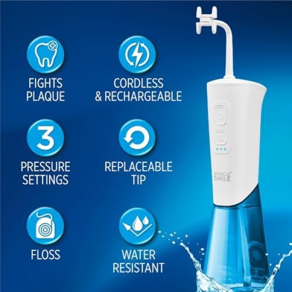 Ontel Miracle Smile Water Flosser for Teeth&Gum Health, Unique H-Shaped Flossing - Image 7