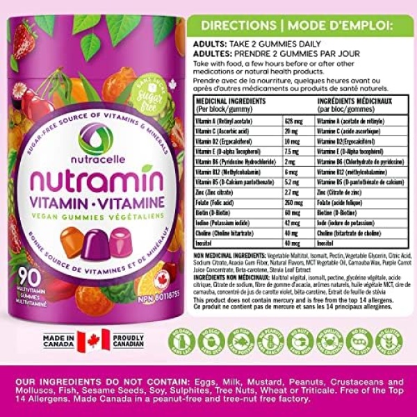 NUTRACELLE NUTRAMIN Daily Vegan Keto Multivitamin Gummies Vitamin C, D2 - Image 6