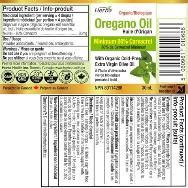 Herba Organic Oregano Oil Drops - 30ml (1 fl oz) | Certified Organic Wild Oil - Image 2