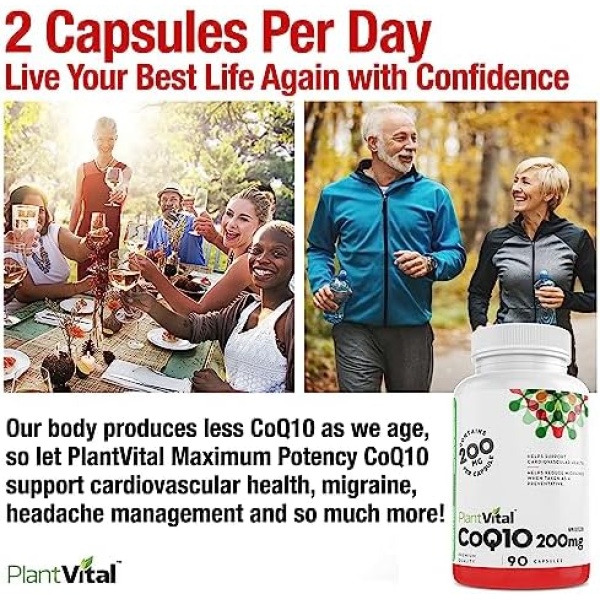 PlantVital's Coenzyme Q10 200mg - CoQ10 Supplement - Support Cardiovascular - Image 2