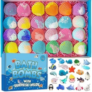 Bath Bombs for Kids with Surprise Marine Animals Inside, 20 Shell Kids Bath Bomb