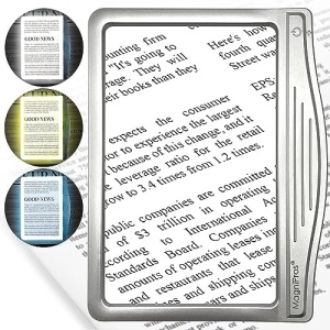 MAGNIPROS 5X Large LED Page Magnifier for Reading with 3 Color Lighting Modes