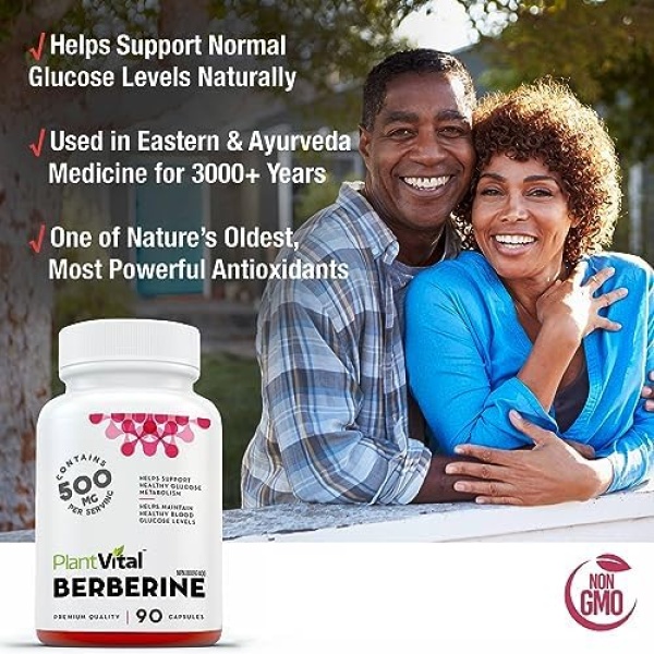 PlantVital Berberine 500mg Supplement -90 Capsules. Berberine Supplements - Image 4